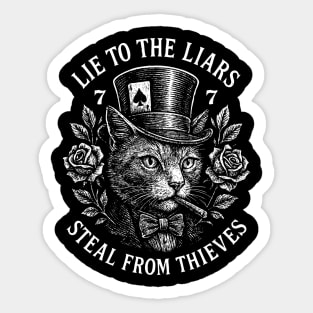 Vintage Outlaw Cat T-Shirt – Lie to the Liars, Steal from Thieves Sticker
